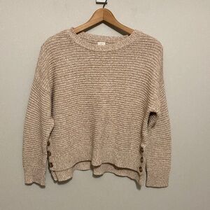 Joie Women's Knit Tan Pullover Sweater Size Medium Cozy Beige Button Accents